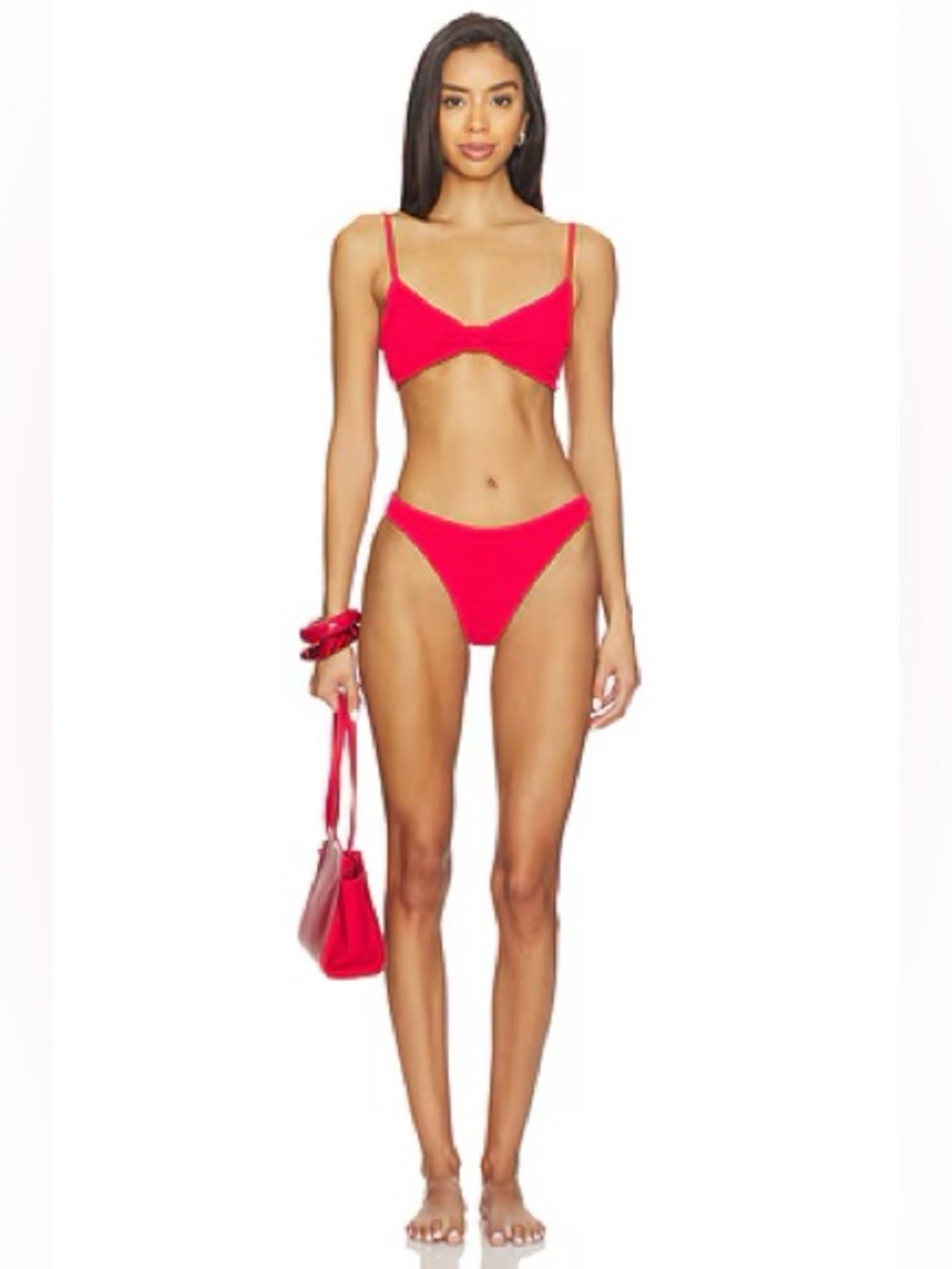 New! 🔥 current season Hunza G Alicia crinkle knot bikini set in red ONe size - Picture 7 of 8